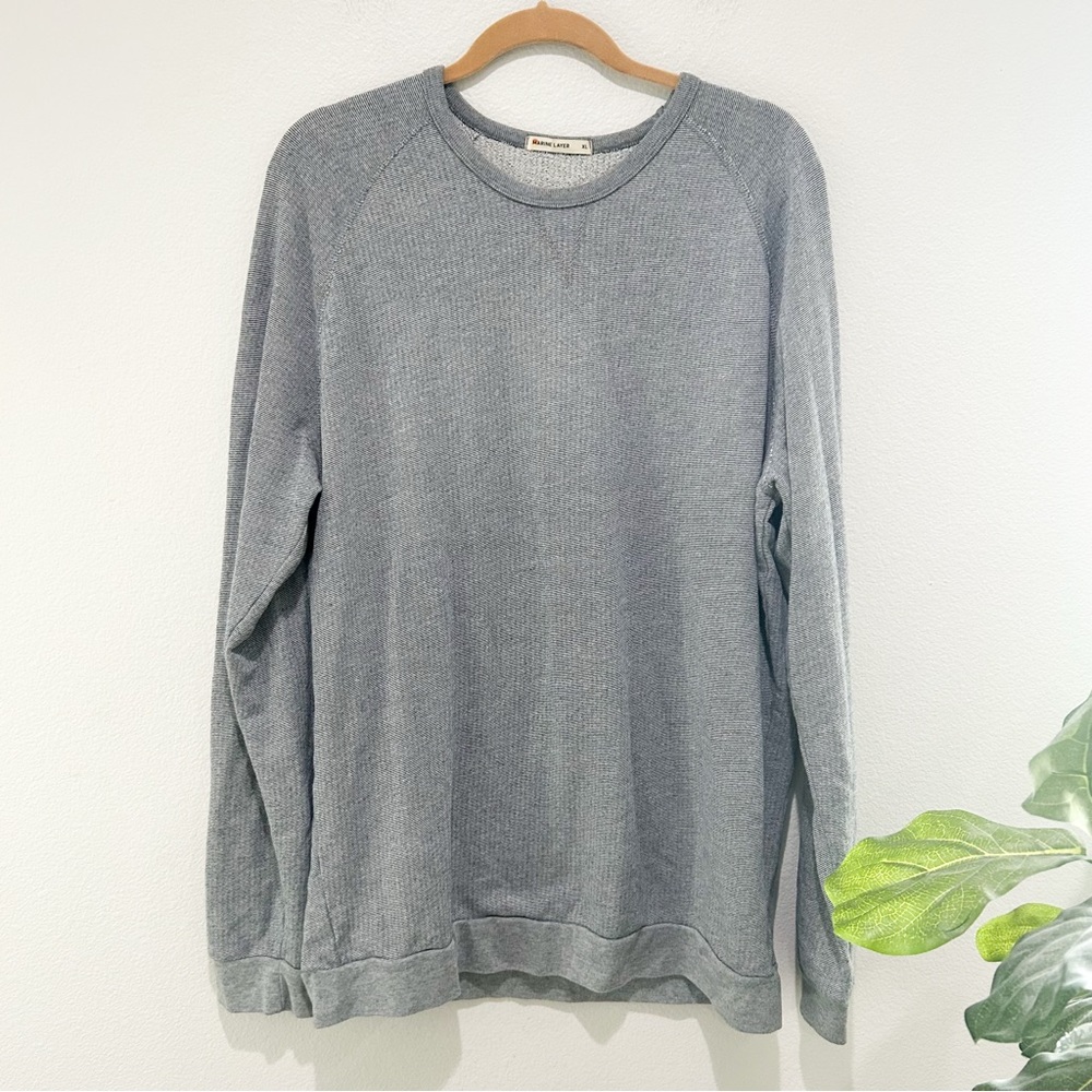 Marine Layer Heathered Gray blue Long Sleeve Sweater xL